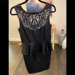 Spense black peplum dress size 6 w/ cutout detail